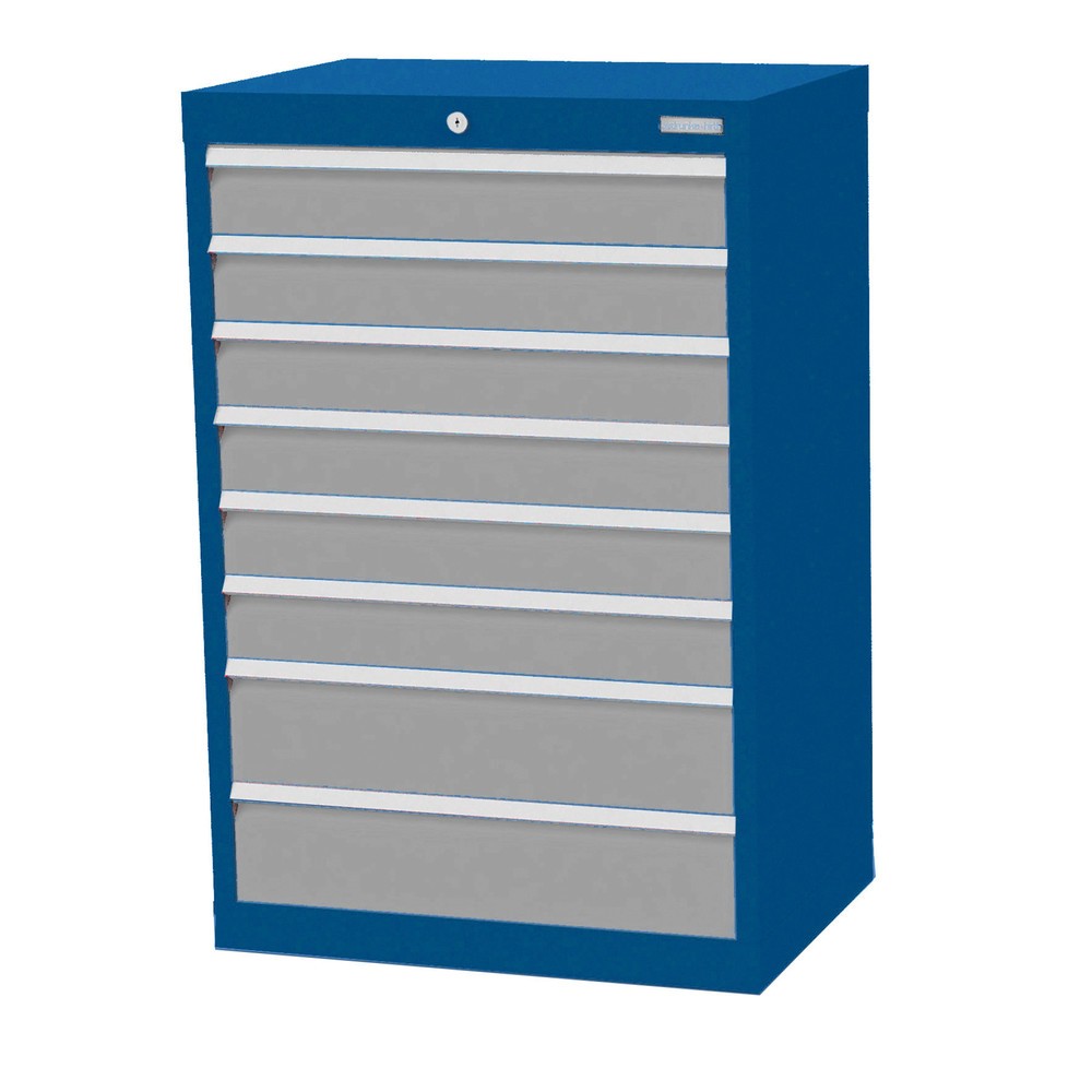 Bedrunka+Hirth Schubladenschrank Profi, Schubladen 6x100 + 2x150 mm, HxBxT 1.019 x 680 x 500 mm, enzianblau/lichtgrau