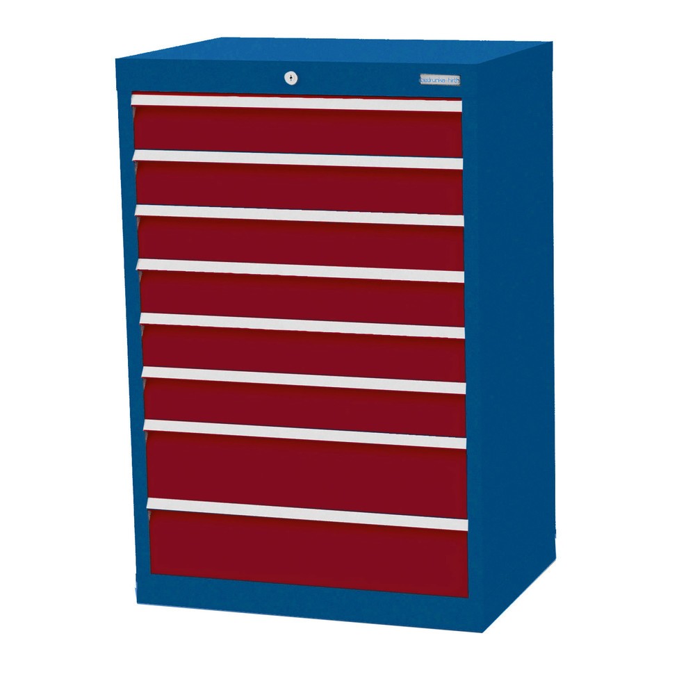 Bedrunka+Hirth Schubladenschrank Profi, Schubladen 6x100 + 2x150 mm, HxBxT 1.019 x 680 x 500 mm, enzianblau/rubinrot