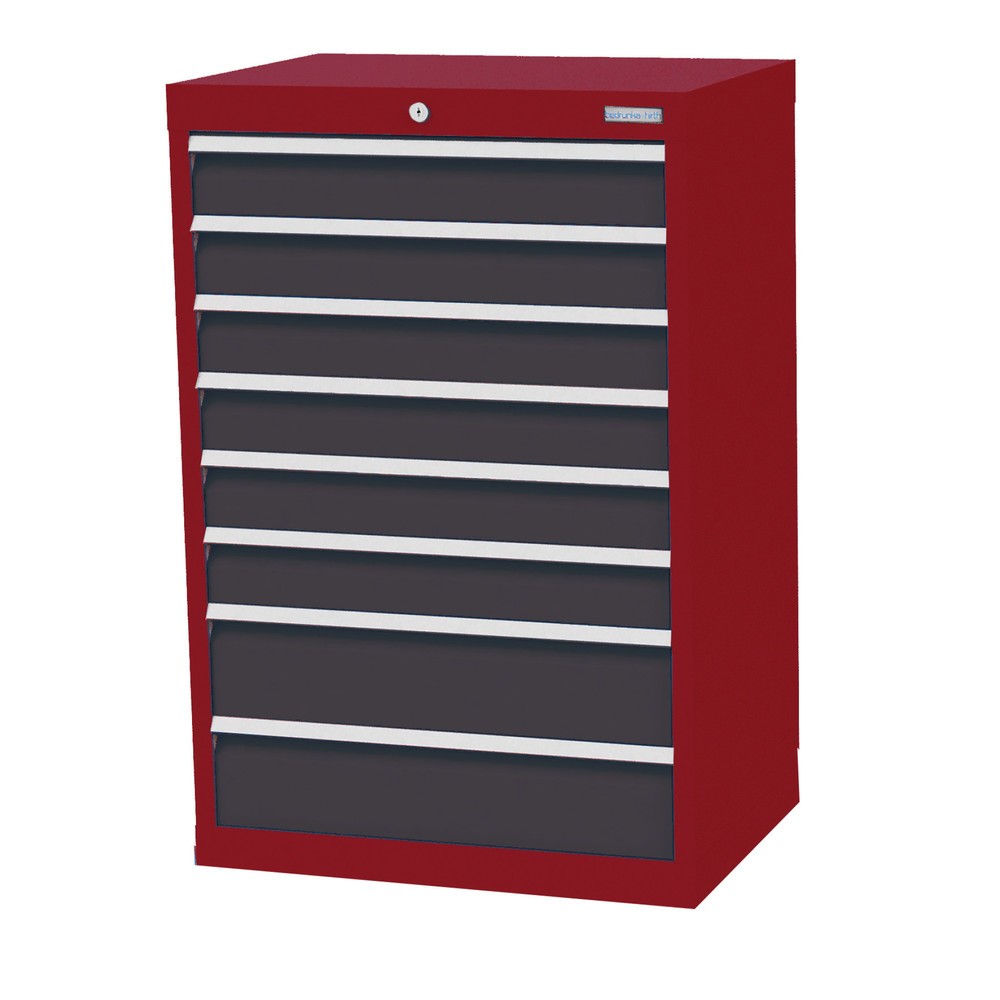 Bedrunka+Hirth Schubladenschrank Profi, Schubladen 6x100 + 2x150 mm, HxBxT 1.019 x 680 x 500 mm, rubinrot/anthrazitgrau