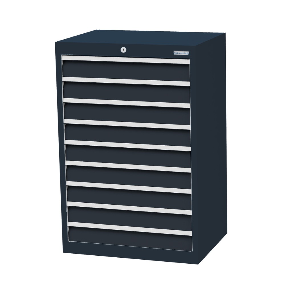 Bedrunka+Hirth Schubladenschrank Profi, Schubladen 9x100 mm, HxBxT 1.019 x 680 x 500 mm, anthrazitgrau/anthrazitgrau