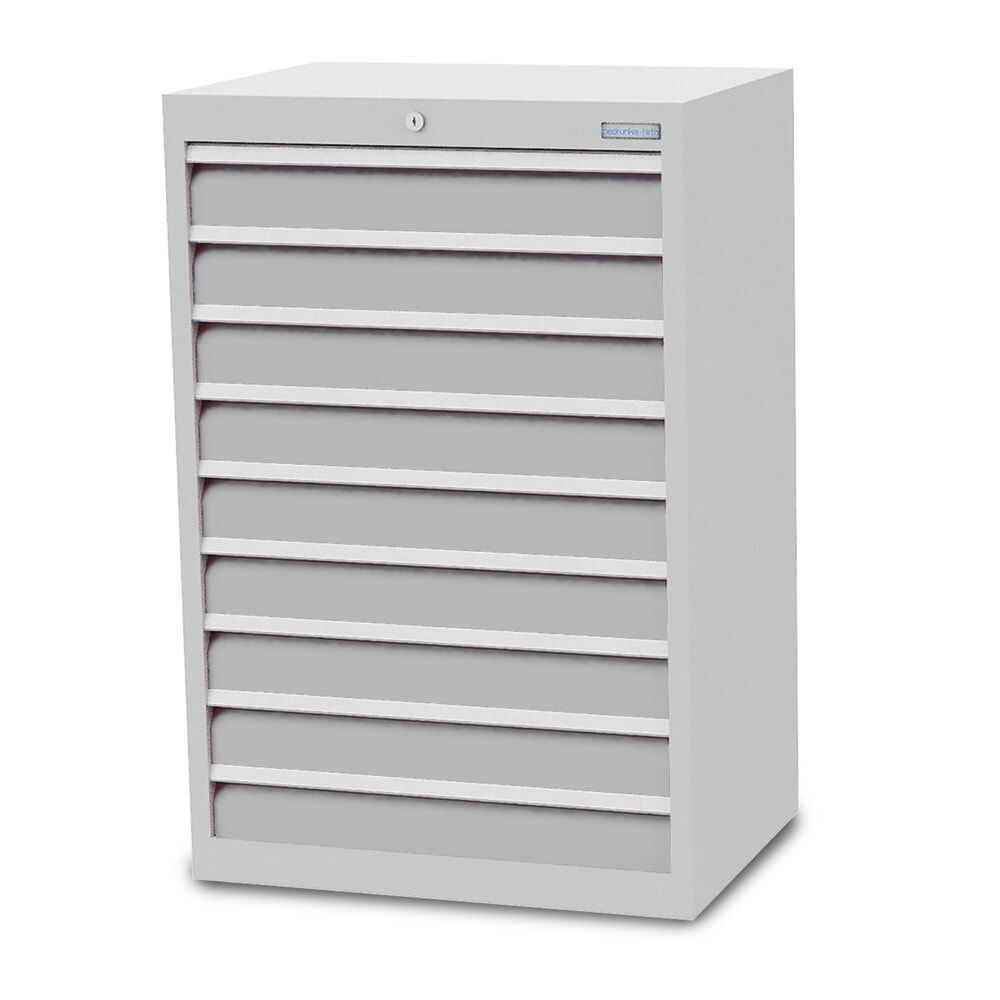 Bedrunka+Hirth Schubladenschrank Profi, Schubladen 9x100 mm, HxBxT 1.019 x 680 x 500 mm, lichtgrau/lichtgrau