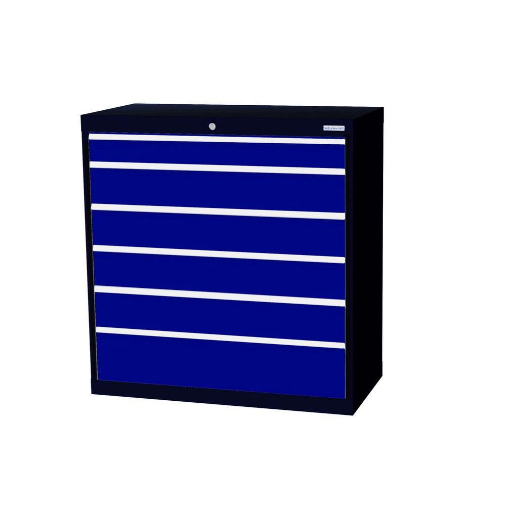 Bedrunka+Hirth Schubladenschrank Profi, Schubladen 1x100 + 4x150 + 1x200 mm, HxBxT 1.019 x 980 x 500 mm, anthrazitgrau/enzianblau