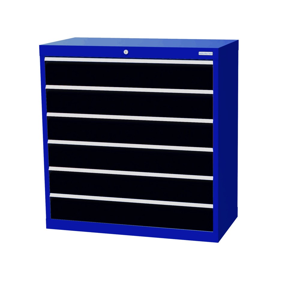 Bedrunka+Hirth Schubladenschrank Profi, Schubladen 6x150 mm, HxBxT 1.019 x 980 x 500 mm, enzianblau/anthrazitgrau