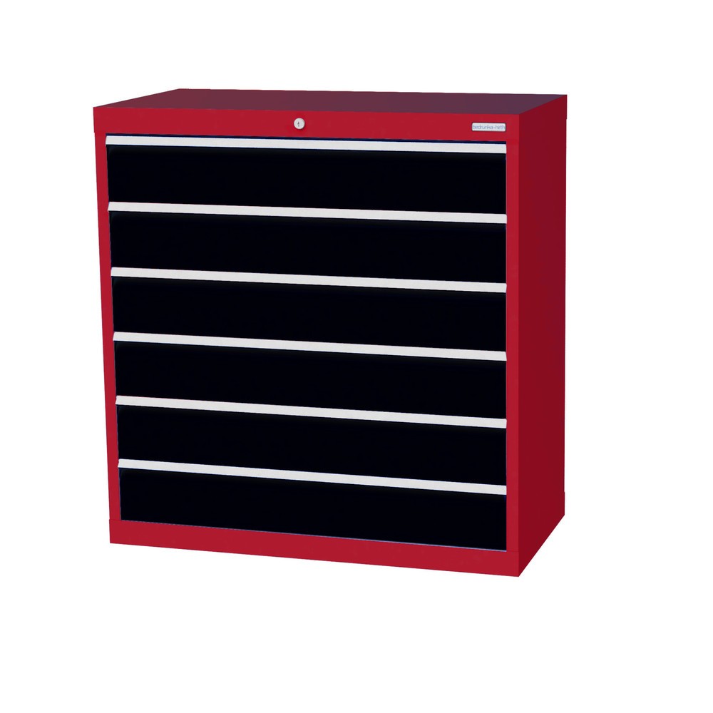 Bedrunka+Hirth Schubladenschrank Profi, Schubladen 6x150 mm, HxBxT 1.019 x 980 x 500 mm, rubinrot/anthrazitgrau