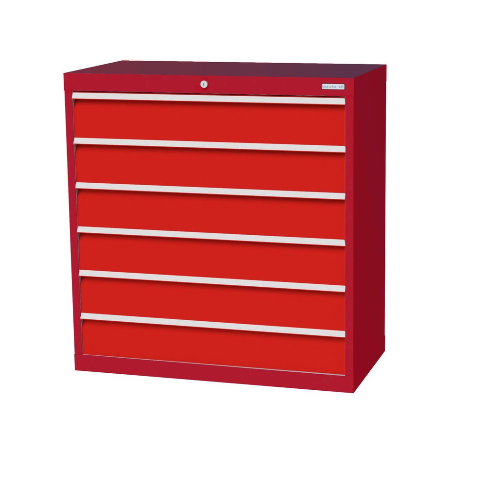 Bedrunka+Hirth Schubladenschrank Profi, Schubladen 6x150 mm, HxBxT 1.019 x 980 x 500 mm, rubinrot/verkehrsrot