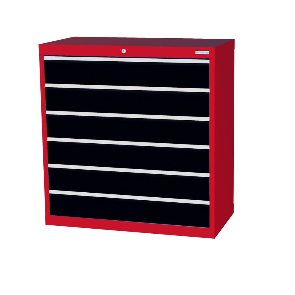 Bedrunka+Hirth Schubladenschrank Profi, Schubladen 6x150 mm, HxBxT 1.019 x 980 x 500 mm, anthrazitgrau/verkehrsrot