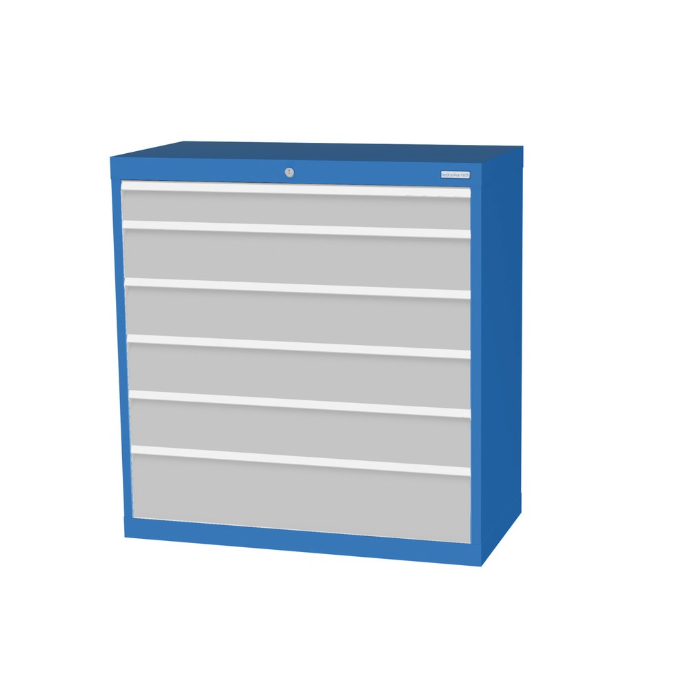 Bedrunka+Hirth Schubladenschrank Profi, Schubladen 1x100 + 4x150 + 1x200 mm, HxBxT 1.019 x 980 x 500 mm, lichtblau/lichtgrau
