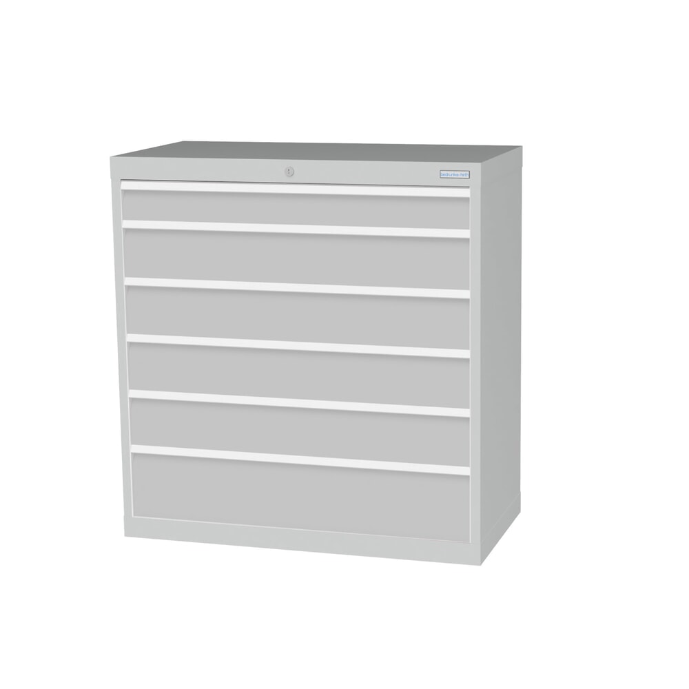 Bedrunka+Hirth Schubladenschrank Profi, Schubladen 1x100 + 4x150 + 1x200 mm, HxBxT 1.019 x 980 x 500 mm, lichtgrau/lichtgrau