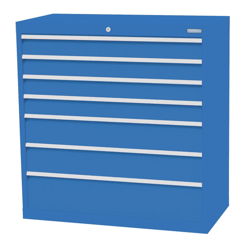 Bedrunka+Hirth Schubladenschrank Profi, Schubladen 4x100 + 2x150 + 1x200 mm, HxBxT 1.019 x 980 x 500 mm, lichtblau/lichtblau