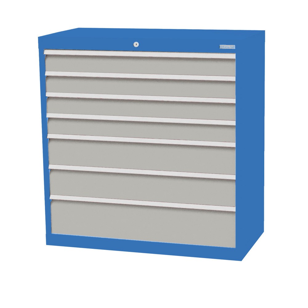 Bedrunka+Hirth Schubladenschrank Profi, Schubladen 4x100 + 2x150 + 1x200 mm, HxBxT 1.019 x 980 x 500 mm, lichtblau/lichtgrau