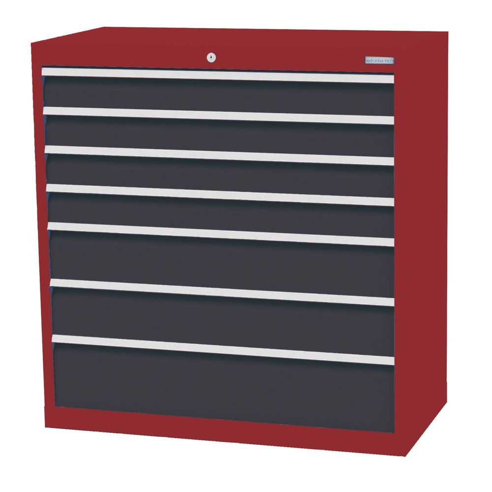 Bedrunka+Hirth Schubladenschrank Profi, Schubladen 4x100 + 2x150 + 1x200 mm, HxBxT 1.019 x 980 x 500 mm, rubinrot/anthrazitgrau