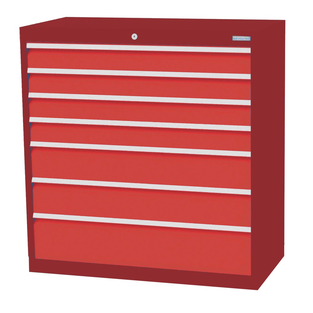 Bedrunka+Hirth Schubladenschrank Profi, Schubladen 4x100 + 2x150 + 1x200 mm, HxBxT 1.019 x 980 x 500 mm, rubinrot/verkehrsrot