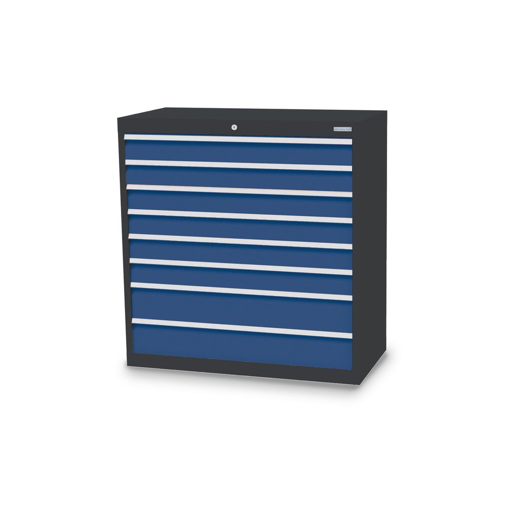 Bedrunka+Hirth Schubladenschrank Profi, Schubladen 6x100 + 2x150 mm, HxBxT 1.019 x 980 x 500 mm, anthrazitgrau/enzianblau