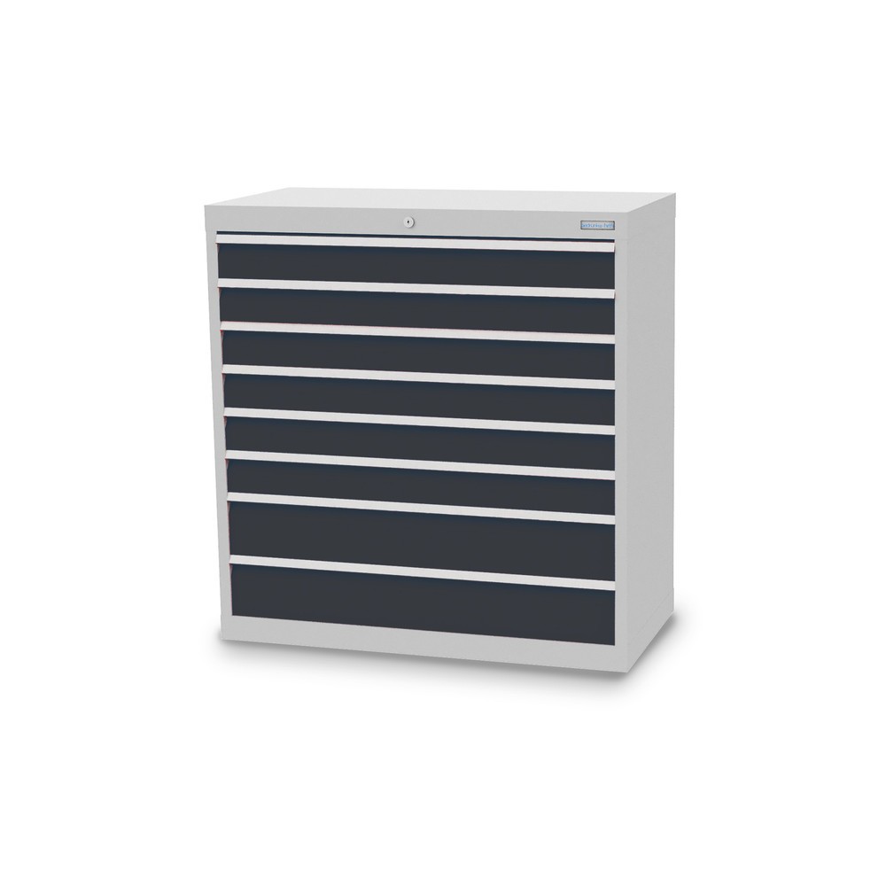 Bedrunka+Hirth Schubladenschrank Profi, Schubladen 6x100 + 2x150 mm, HxBxT 1.019 x 980 x 500 mm, lichtgrau/anthrazitgrau