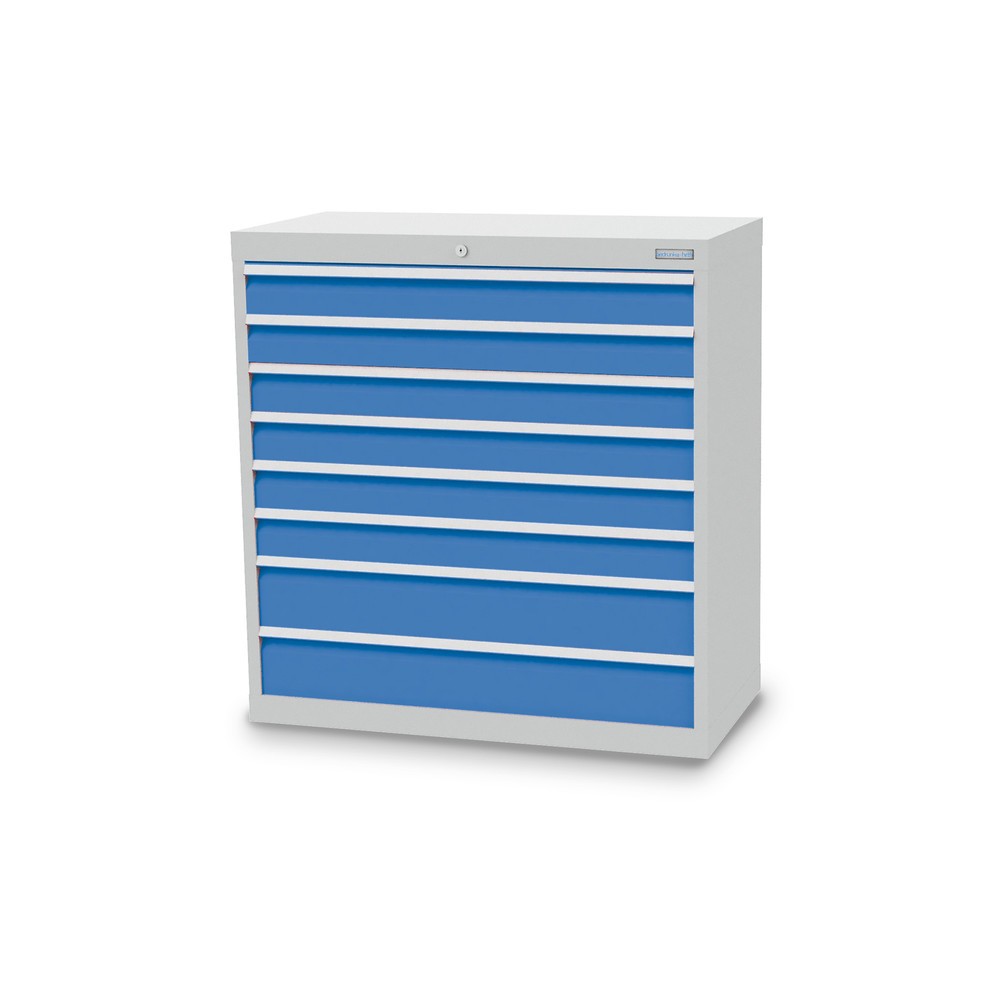 Bedrunka+Hirth Schubladenschrank Profi, Schubladen 6x100 + 2x150 mm, HxBxT 1.019 x 980 x 500 mm, lichtgrau/lichtblau