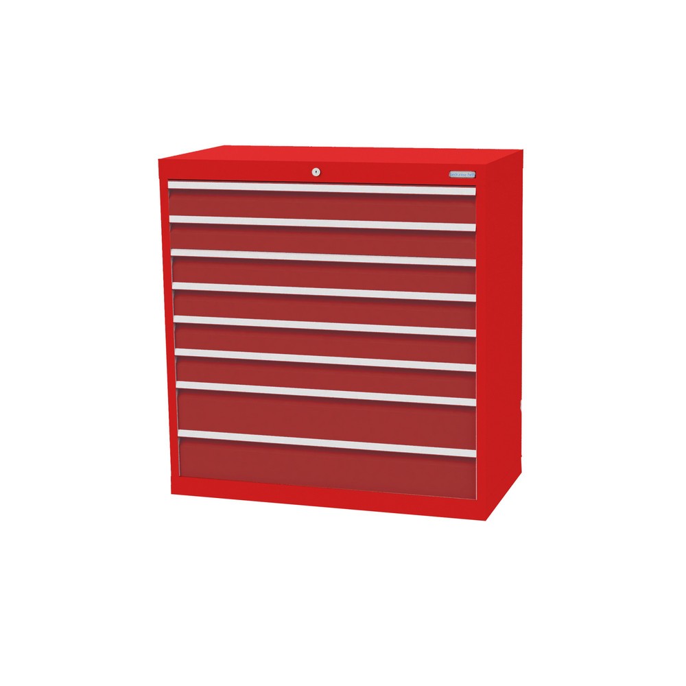 Bedrunka+Hirth Schubladenschrank Profi, Schubladen 6x100 + 2x150 mm, HxBxT 1.019 x 980 x 500 mm, verkehrsrot/rubinrot