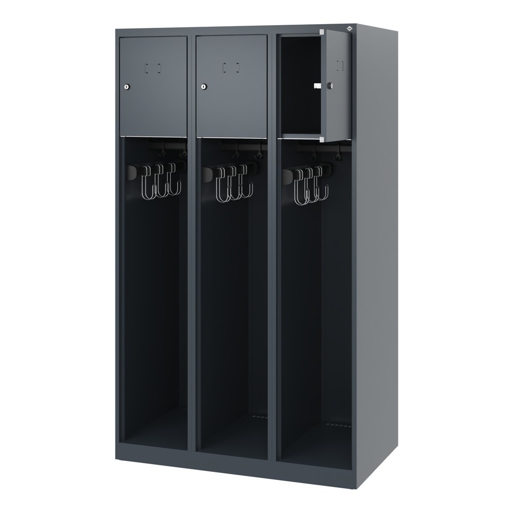 C+P Feuerwehrspind YOUNGSTER, Bodengleiter, 3 Abteile, HxBxT 1.530 x 900 x 500 mm, anthrazitgrau