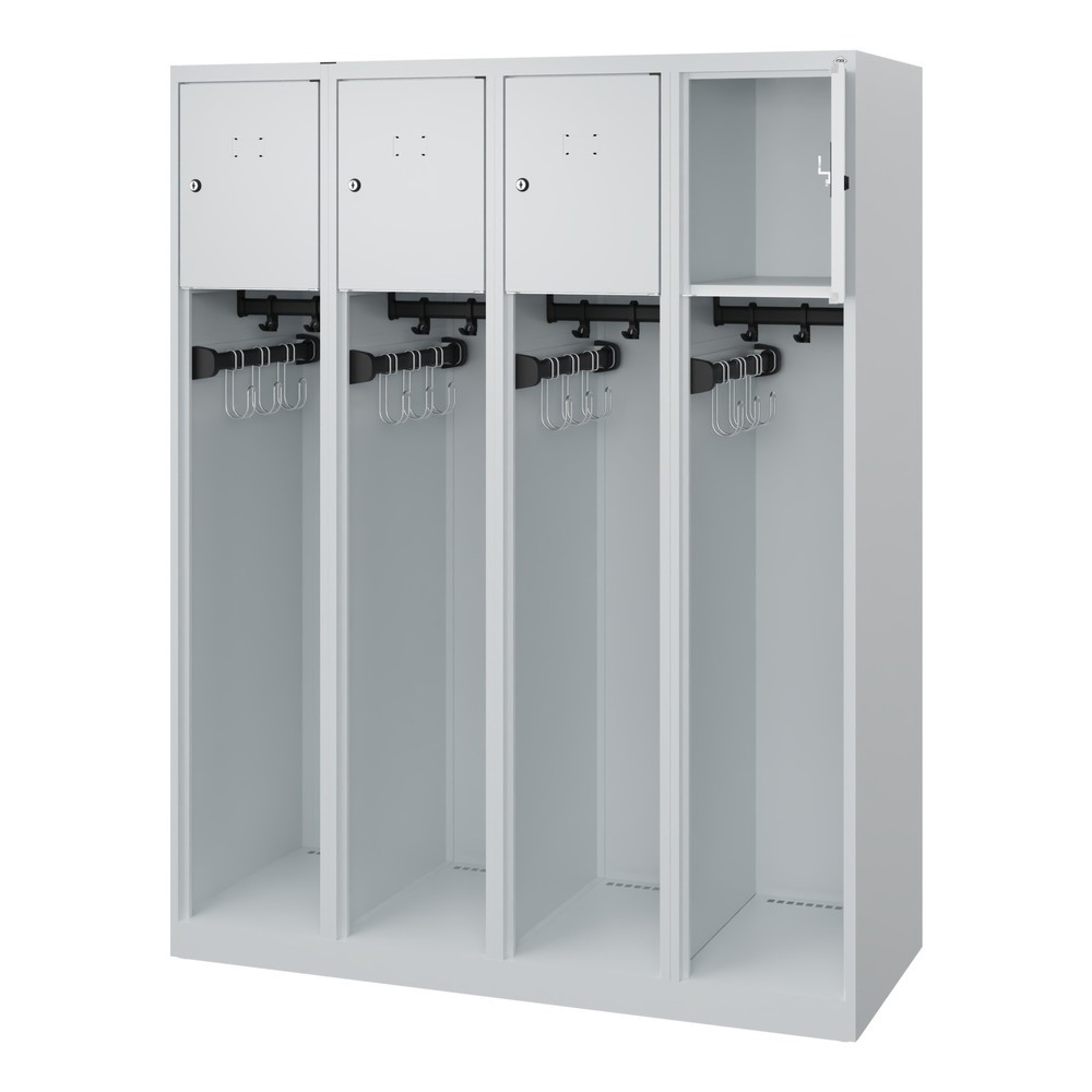 C+P Feuerwehrspind YOUNGSTER, Bodengleiter, 4 Abteile, HxBxT 1.530 x 1.200 x 500 mm, lichtgrau