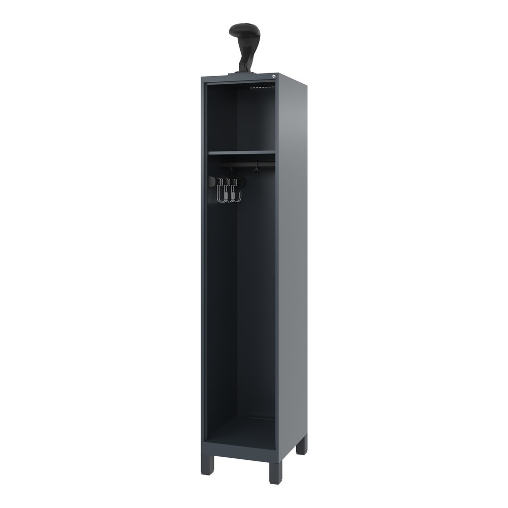 C+P Feuerwehrspind EXPERT, Füsse, 1 Abteil, HxBxT 1.850 x 400 x 500 mm, anthrazitgrau, mit Helmhalter