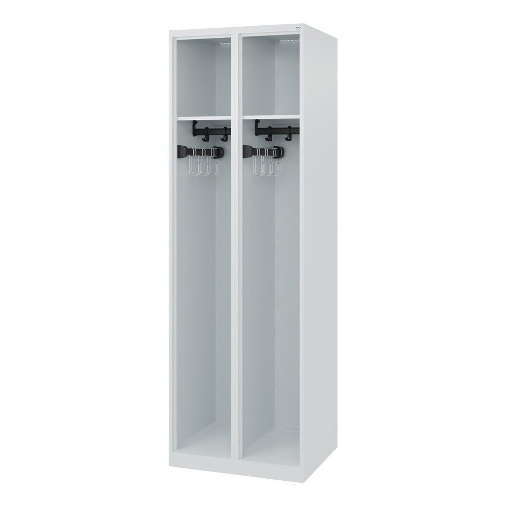 C+P Feuerwehrspind EXPERT, Bodengleiter, 2 Abteile, HxBxT 1.850 x 600 x 500 mm, lichtgrau