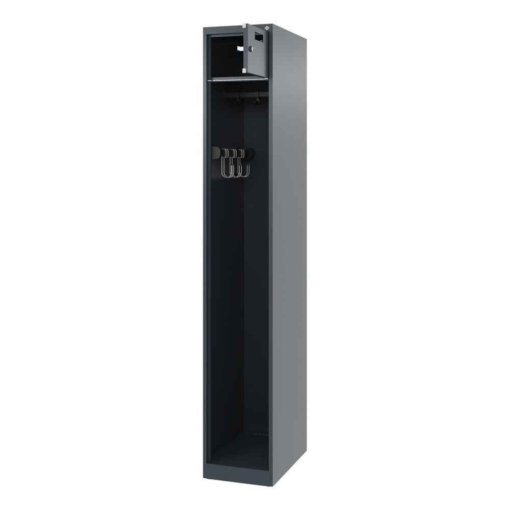 C+P Feuerwehrspind PRAKTUS, Bodengleiter, 1 Abteil, HxBxT 1.850 x 300 x 500 mm, anthrazitgrau