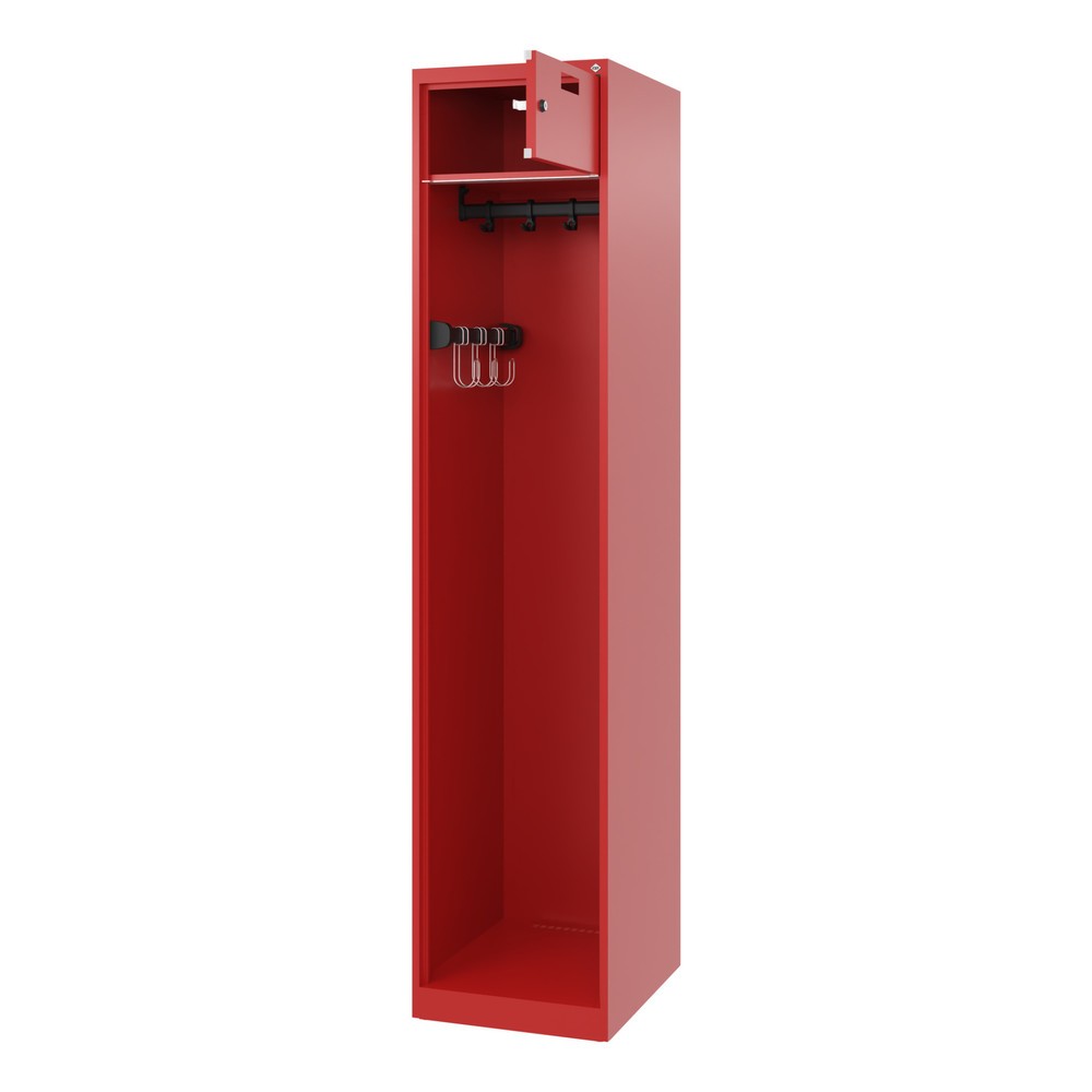 C+P Feuerwehrspind PRAKTUS, Bodengleiter, 1 Abteil, HxBxT 1.850 x 400 x 500 mm, feuerrot