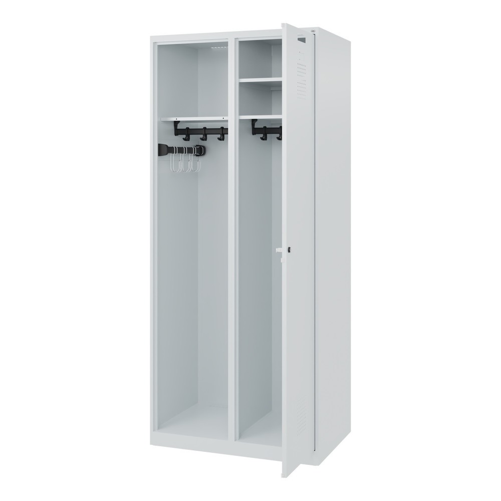 C+P Feuerwehrspind KOMBI, Bodengleiter, 1 Abteil, HxBxT 1.850 x 800 x 500 mm, lichtgrau