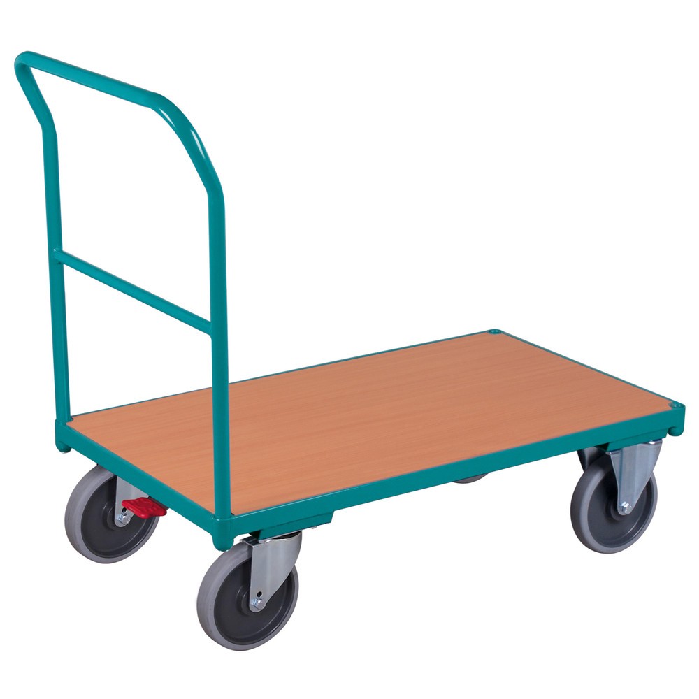 Plattformwagen Ameise®, mit Schiebebügel, Ladefläche BxT 600 x 1.030 mm, mit Zentralbremse