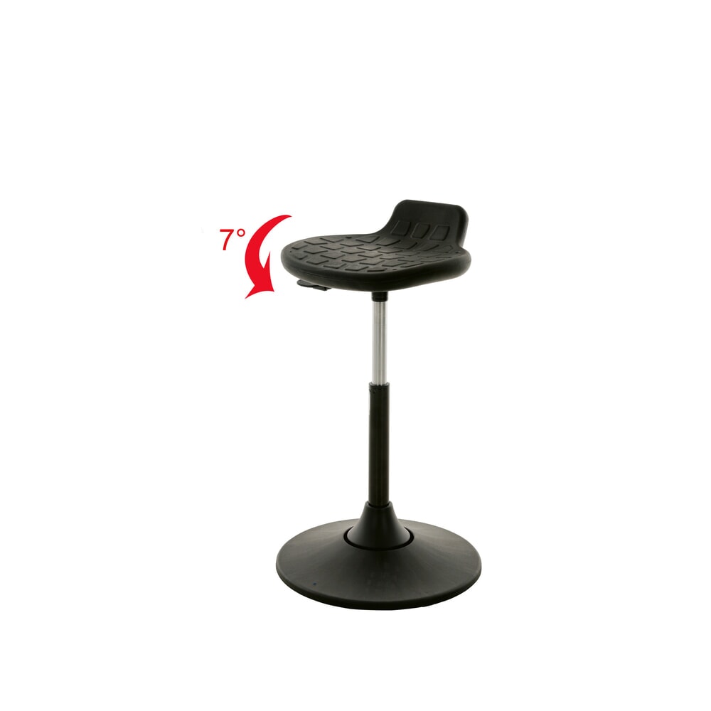 HEMMDAL Stehhocker, PU-Sitz mit Rückenstütze, Sitzhöhe 490-680 mm, Tellerfuß mit Schwenksitz