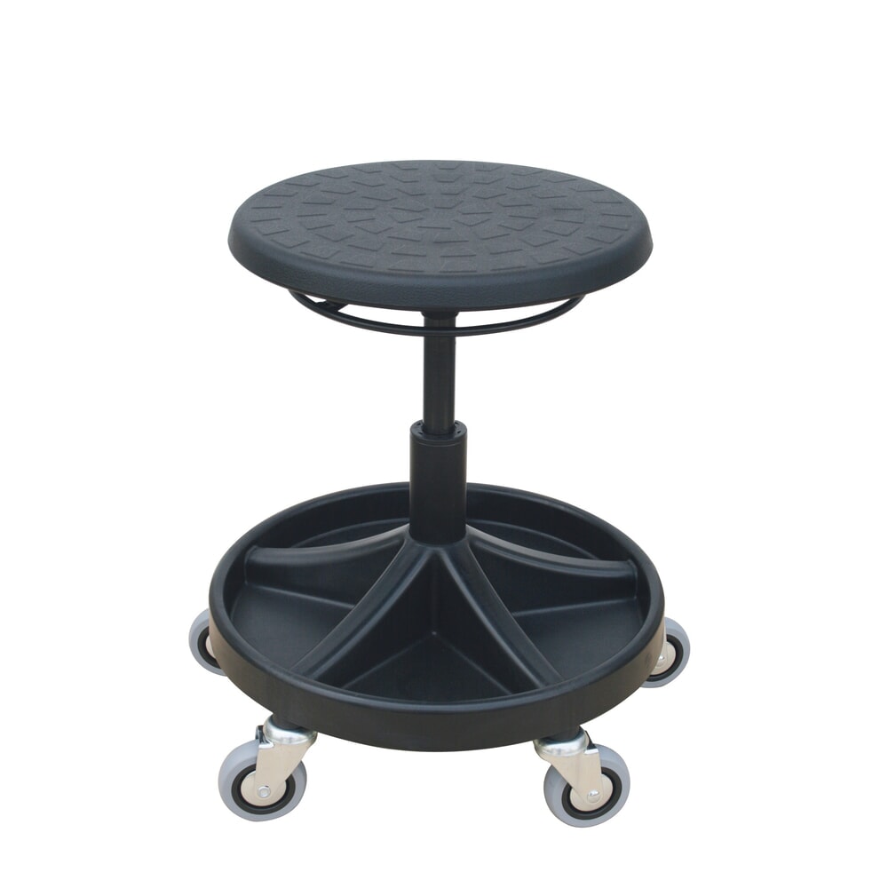 HEMMDAL Drehhocker, PU-Sitz, Sitzhöhe 400-530 mm, Werkzeugschale, Rollen