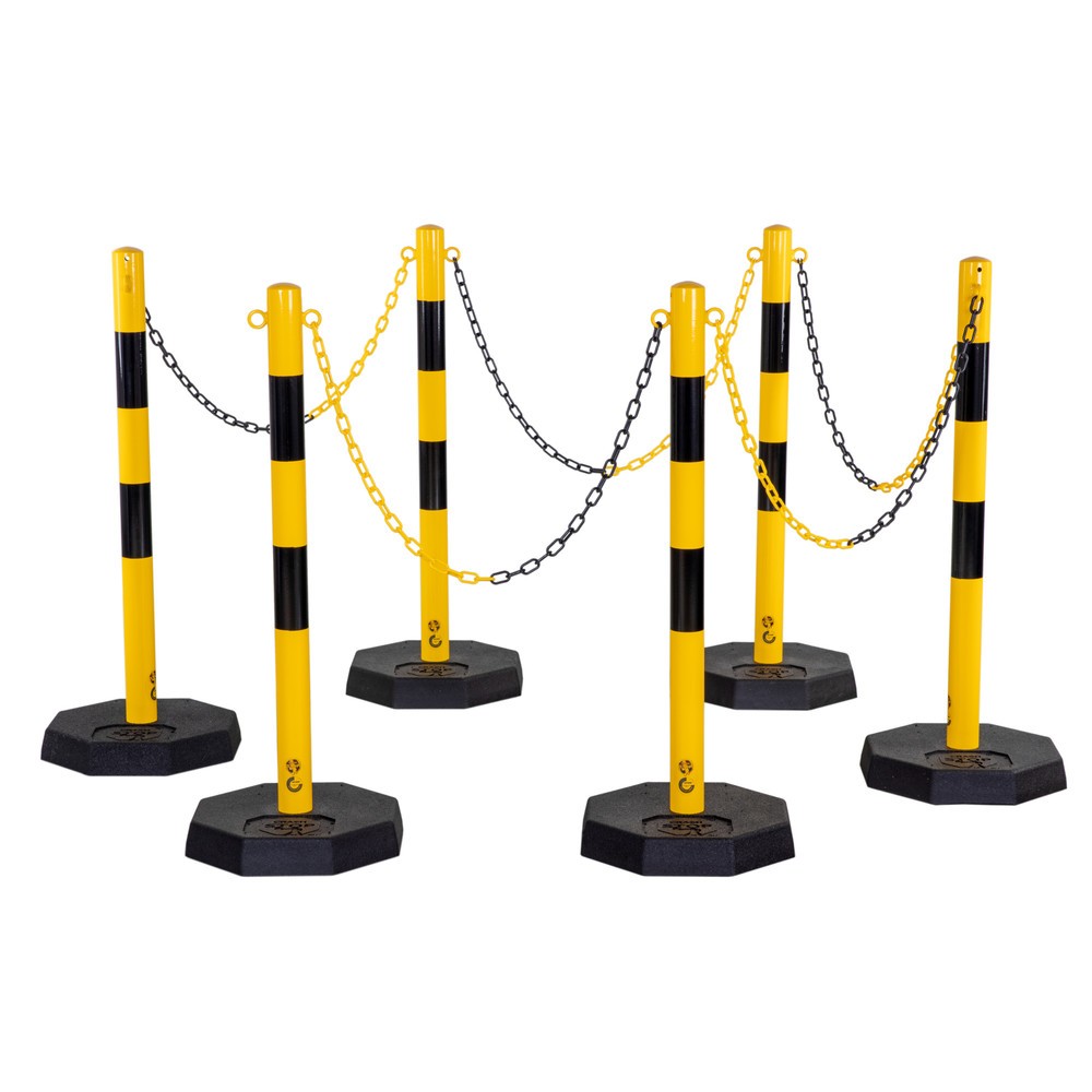 dancop Kettenständer-Set KPS, 25 m Kunststoffkette, gelb/schwarz, 6 Stk/VE