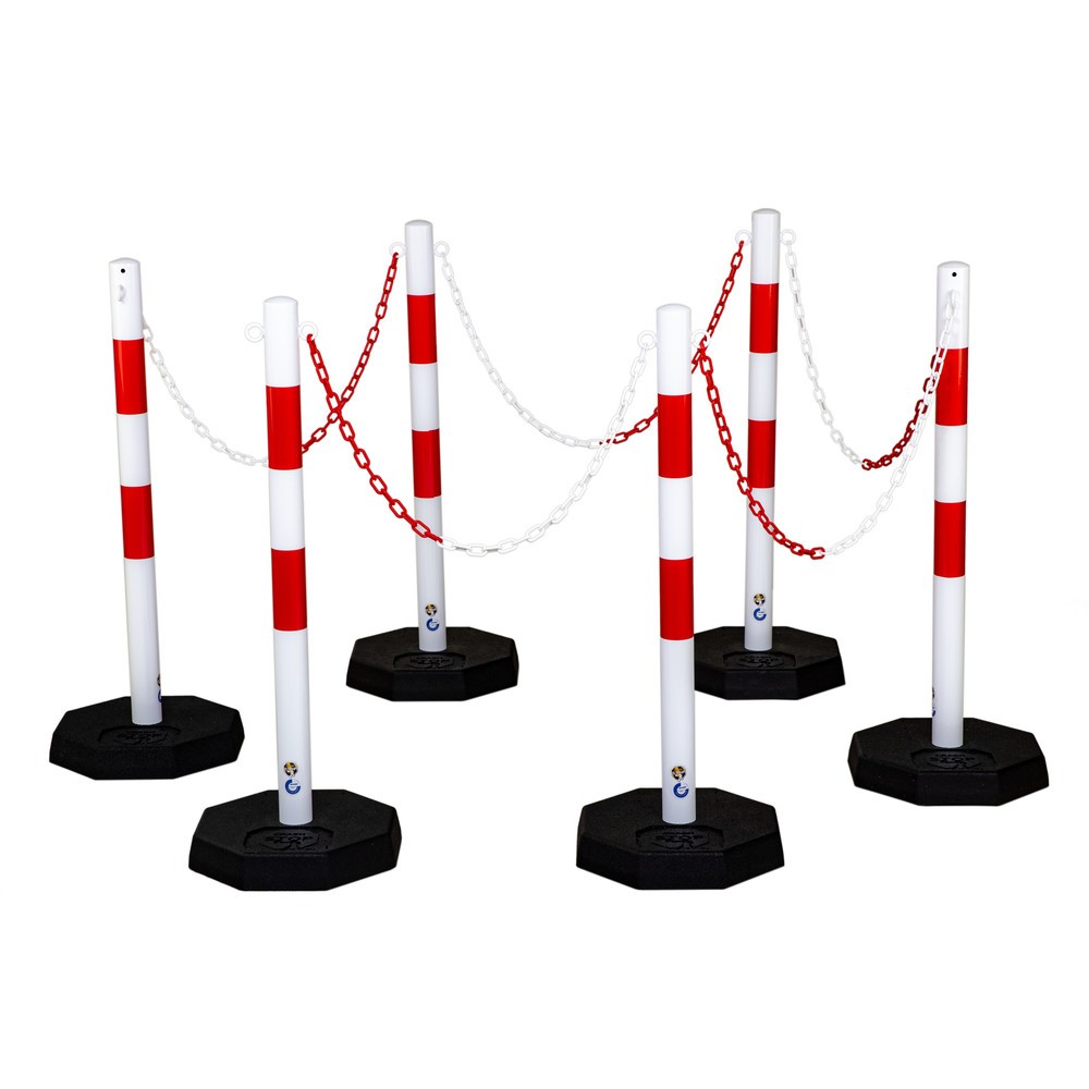 dancop Kettenständer-Set KPS, 25 m Kunststoffkette, rot/weiss, 6 Stk/VE