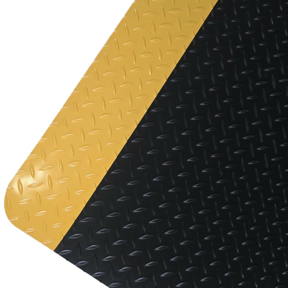 Steinbock® Anti-Ermüdungsmatte ErgoSoft Strong, Rautenprofil, 2-lagig, BxL 600 x 1.500 mm, schwarz/gelb