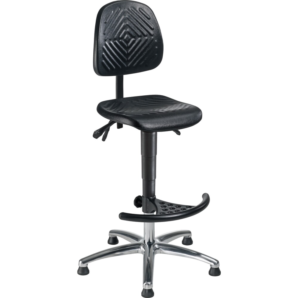meychair Arbeitsdrehstuhl High-Level, Sitzhöhe 580-830 mm, Stahlbasis verchromt, Bodengleiter, Fußstütze