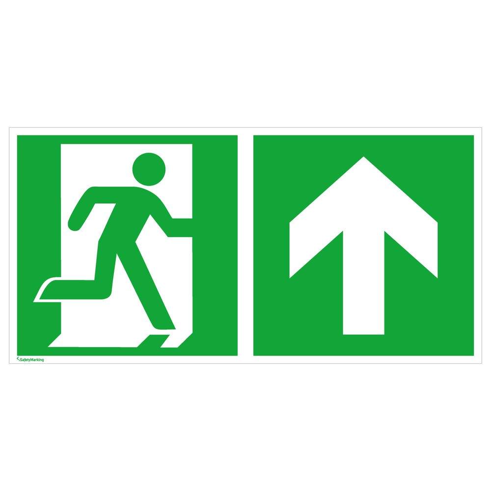 SafetyMarking® Notausgang rechts, Pfeil aufwärts/geradeaus, HxB 200 x 400 mm, Folie HI
