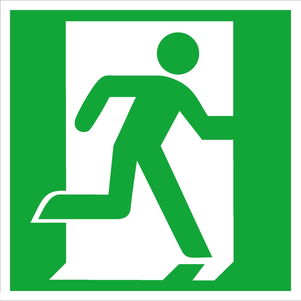 SafetyMarking® Notausgang rechts, ohne Pfeil, HxB 150 x 150 mm, Alu HI
