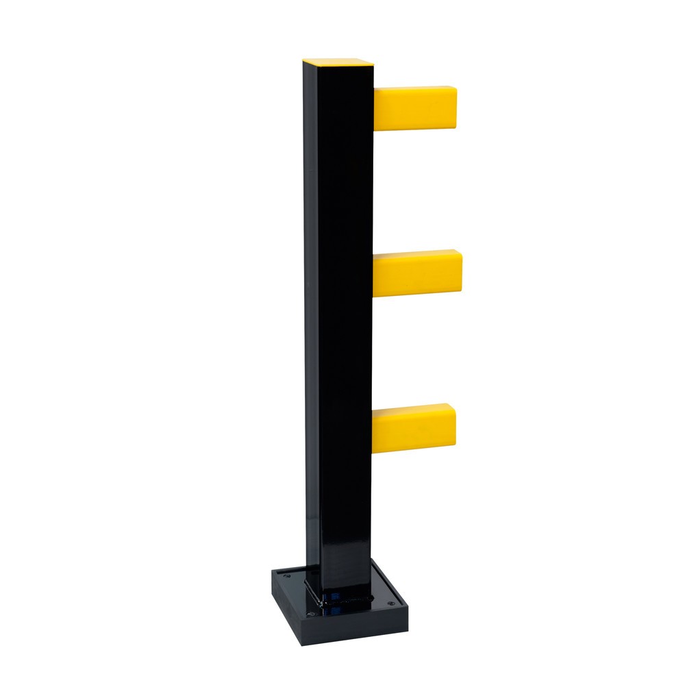 MORAVIA Standpfosten für Anfang und Ende von Rammschutzgeländer BLACK BULL HYBRID, Innenbereich, schwarz, 1.040 mm Höhe