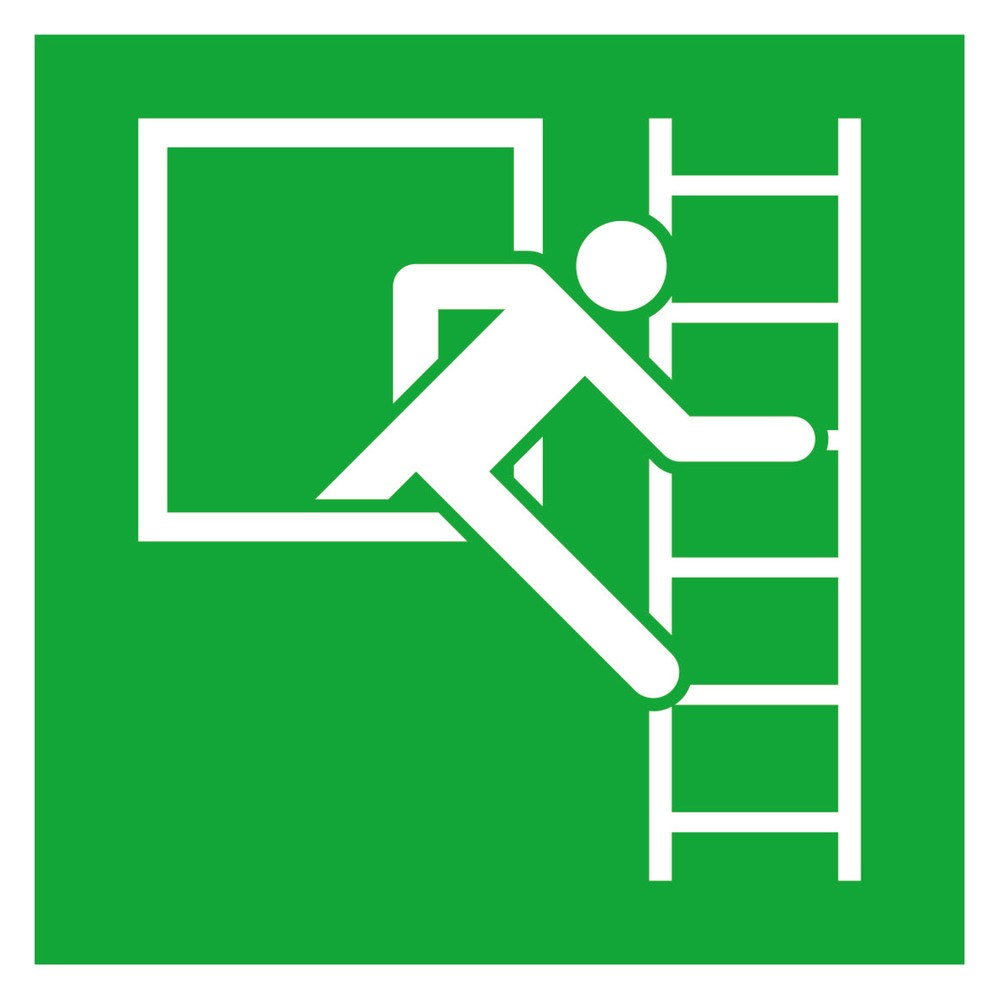 SafetyMarking® Notausstieg, Fluchtleiter links, HxB 200 x 200 mm, Folie HI