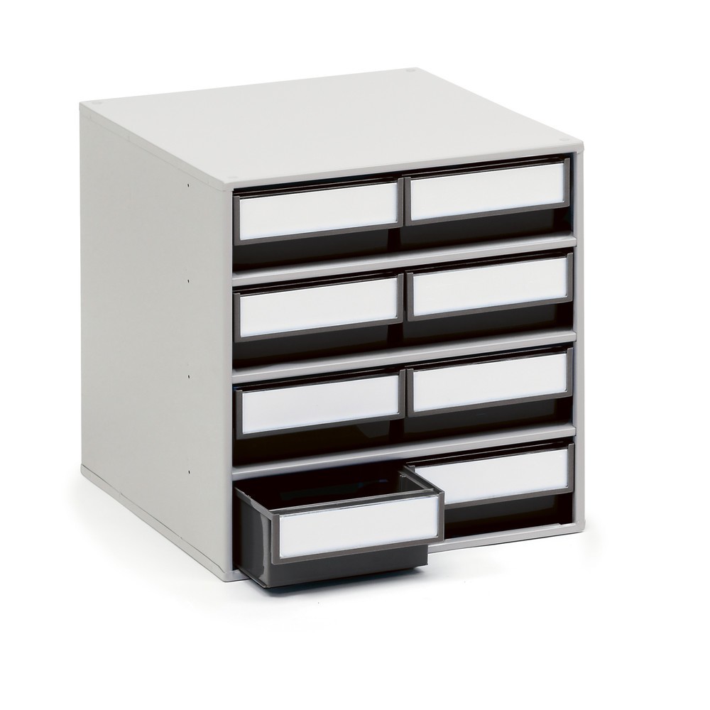 TRESTON ESD-Schubladenmagazin, beständig gegen Öle, Säuren und Lösungsmittel, HxBxT 400 x 400 x 300 mm, 8 Schubladen