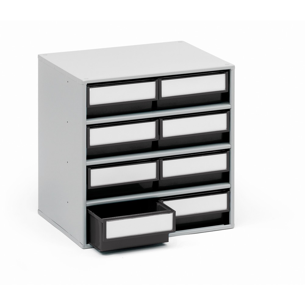 TRESTON ESD-Schubladenmagazin, beständig gegen Öle, Säuren und Lösungsmittel, HxBxT 400 x 400 x 300 mm, 8 Schubladen