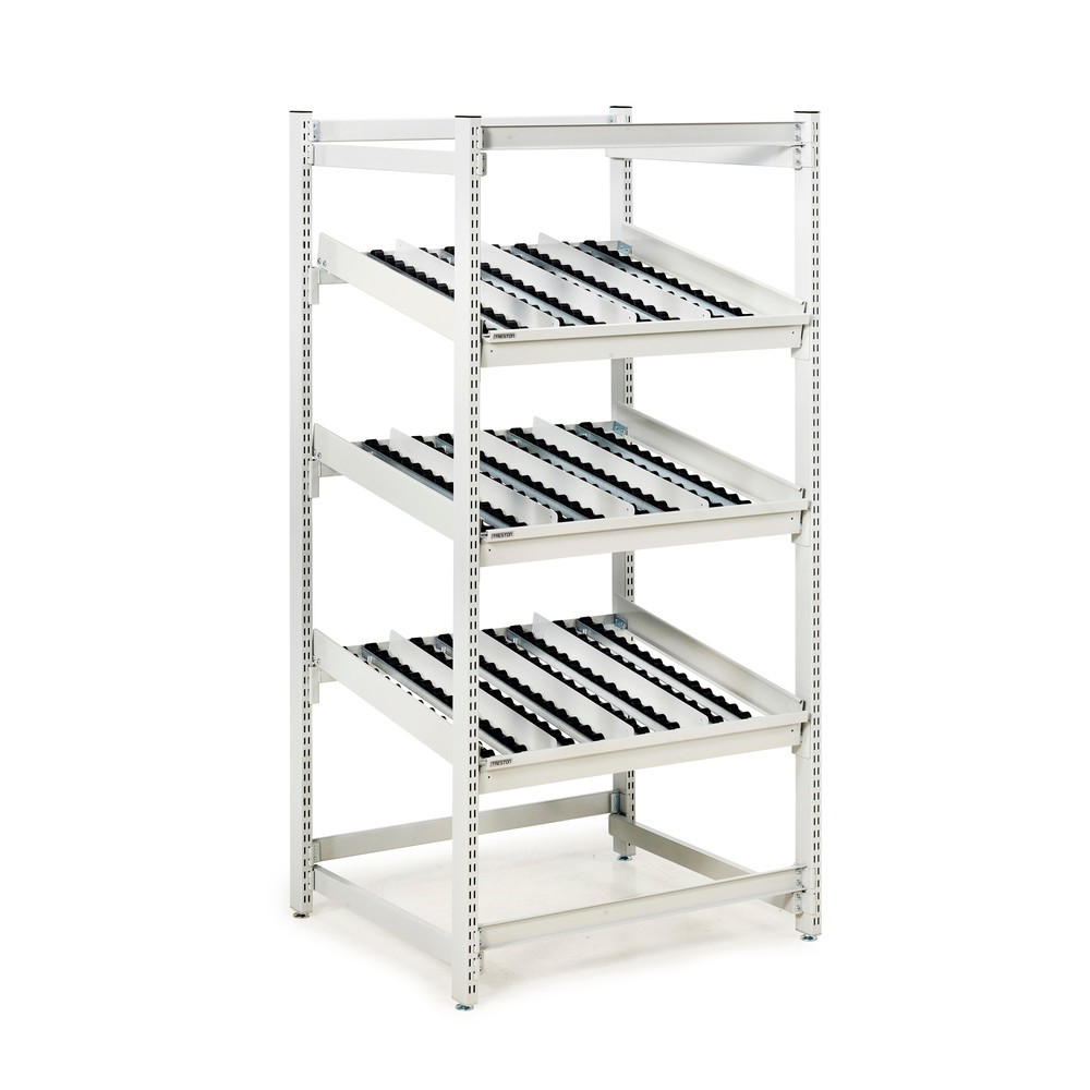 TRESTON FIFO-Regal, Fachlast 220 kg je Fachboden, ESD-Schutz, 3 Rollenebenen, HxBxT 1860 x 933 x 805 mm