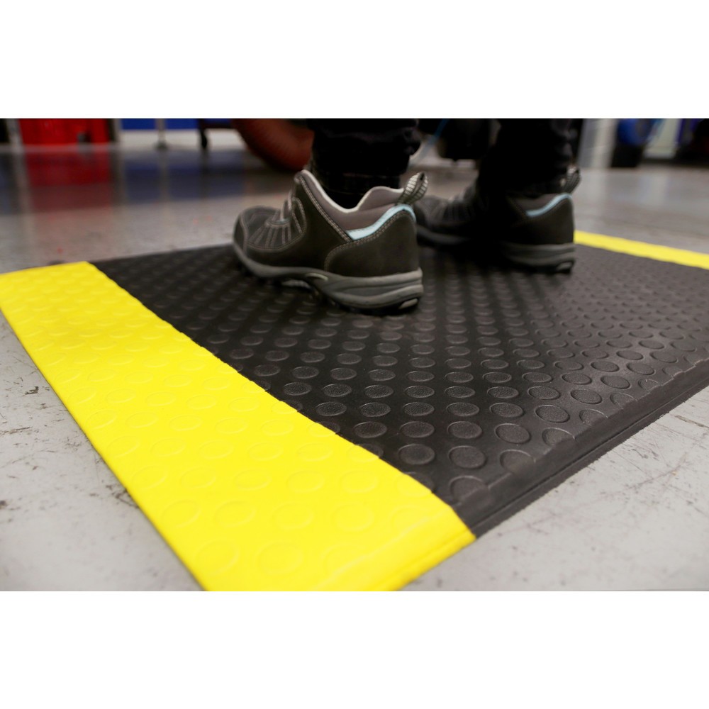 COBA Anti-Ermüdungsmatte Orthomat® Dot, 1-lagig, schwarz/gelb, BxL 1.200 x 18.300 mm