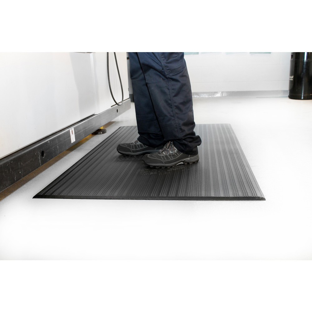 COBA Anti-Ermüdungsmatte Orthomat® Ribbed, 1-lagig, schwarz, BxL 1.200 x 18.300 mm