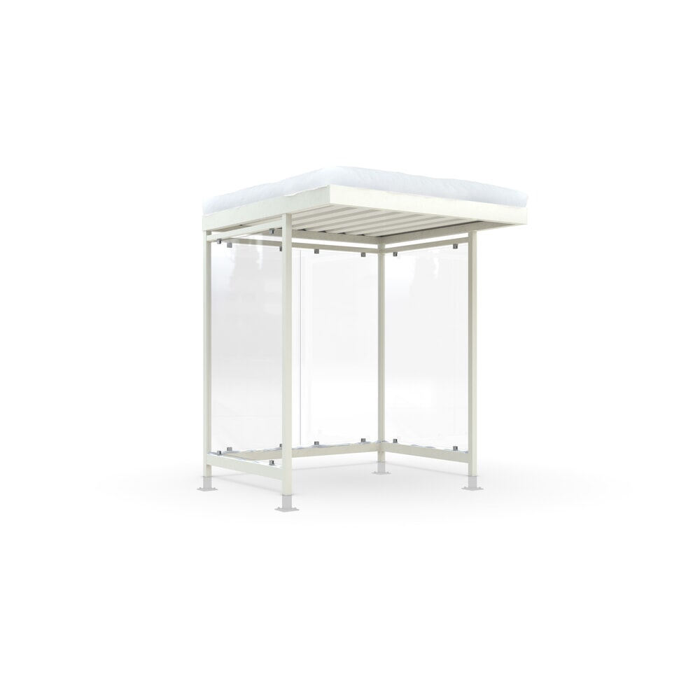 wsm® Raucherunterstand KÖLN ALPINE, fertig montiert, Schneelast max. 5,6 kN/m², 4 Elemente, mit Überpflasterung, grauweiß