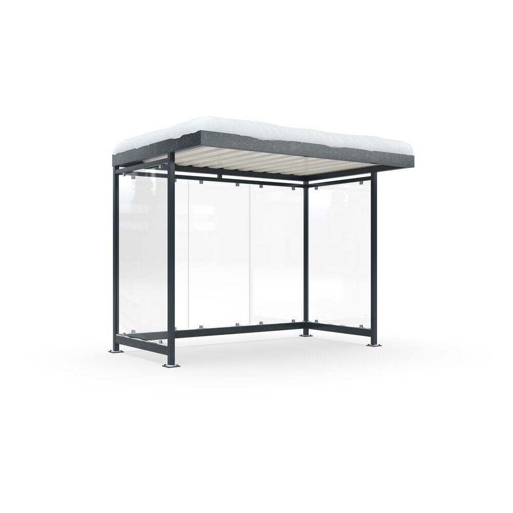 wsm® Raucherunterstand KÖLN ALPINE, fertig montiert, Schneelast max. 4,15 kN/m², 5 Elemente, ohne Überpflasterung, anthrazitgrau
