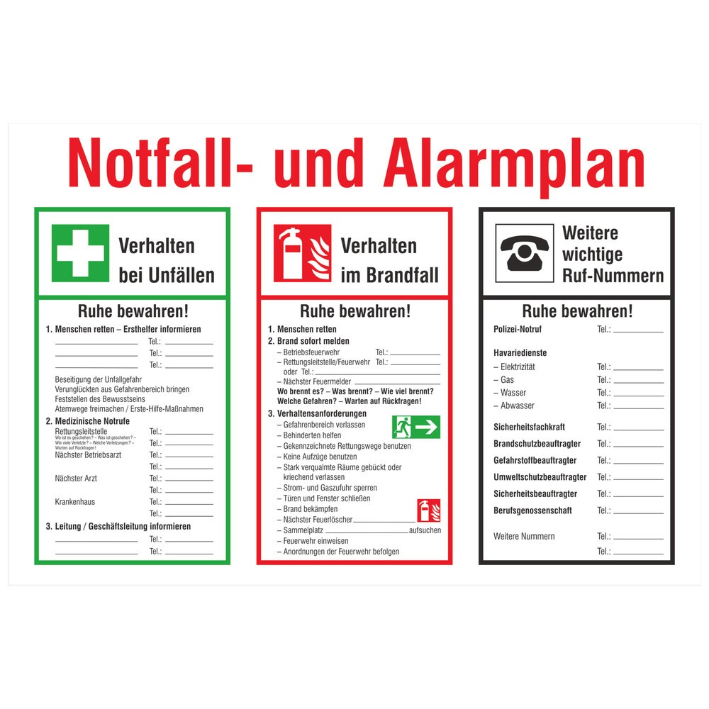 SafetyMarking® Notfall- und Alarmplan, HxB 400 x 600 mm, Kunststoff