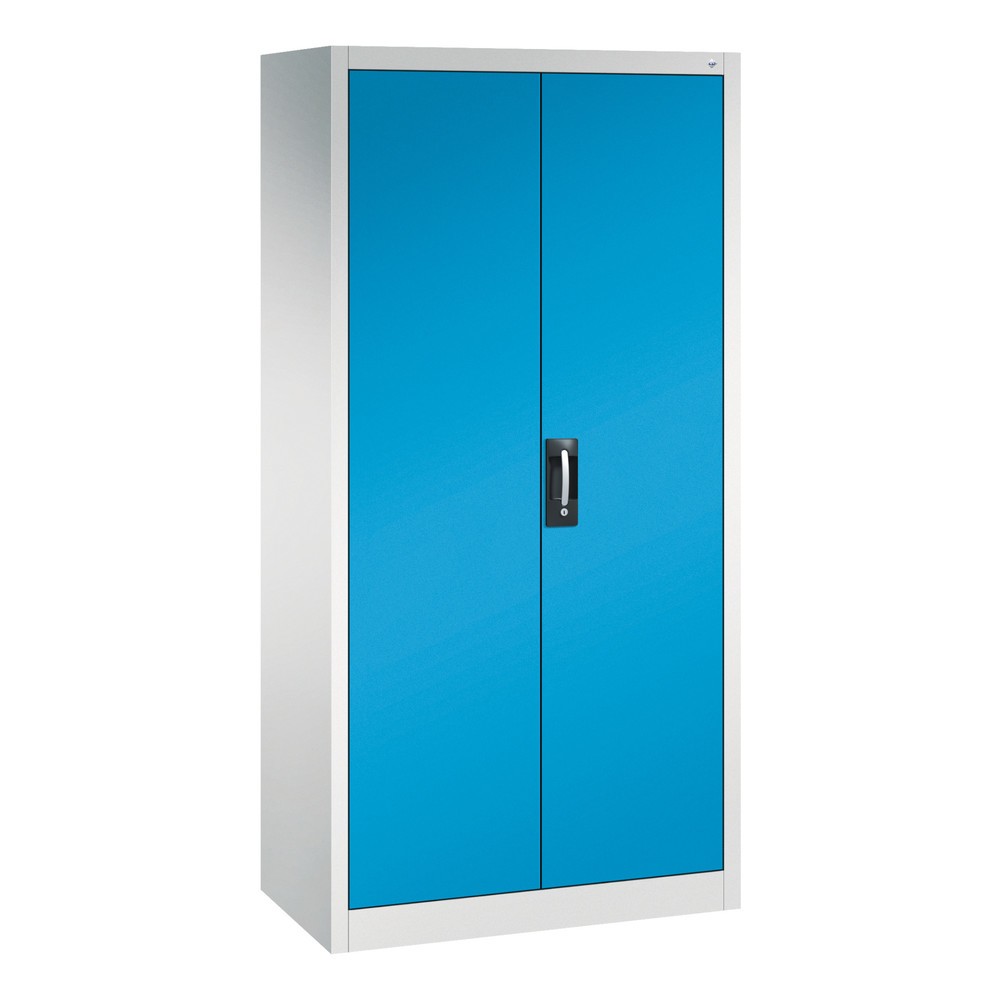 C+P Putzmittelschrank 6 Fächer + Kleiderstange, HxBxT 1.950 x 930 x 500 mm, lichtgrau, lichtblau