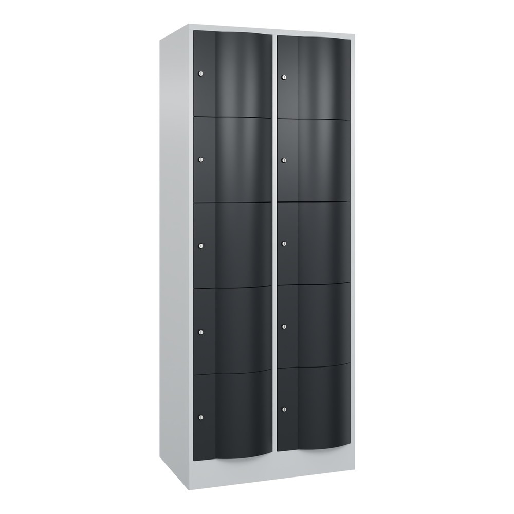 C+P Schliessfachschrank mit 'rabaukensicheren' Türen, 2 x 5 Fächer, HxBxT 1.950 x 770 x 540 mm, lichtgrau, anthrazitgrau