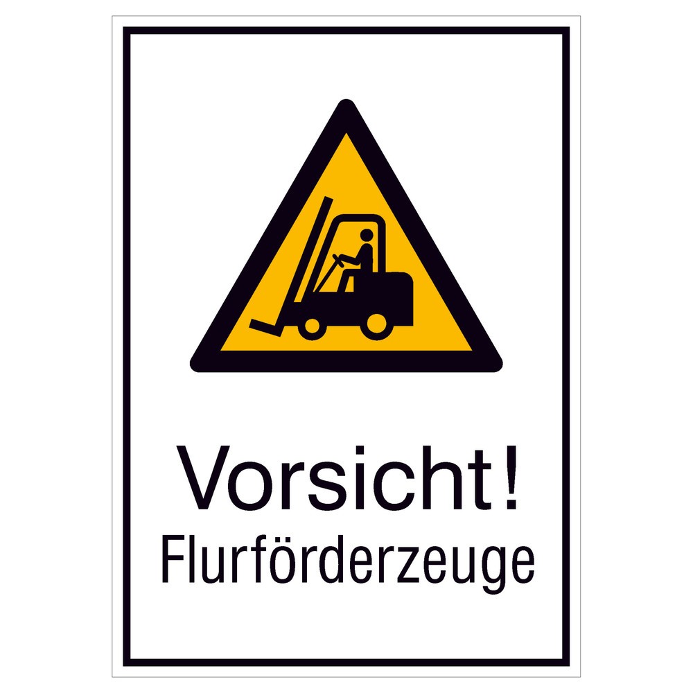 SafetyMarking® "Vorsicht! Flurförderzeuge", HxB 371 x 262 mm, Alu