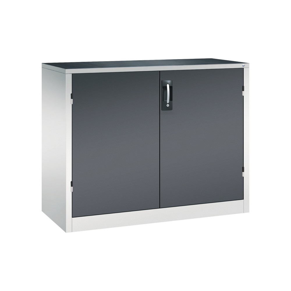 C+P Schwerlastschrank mit 1 Fachboden, HxBxT 1.000 x 1.200 x 500 mm, lichtgrau, schwarzgrau